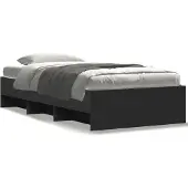 vidaXL Bedframe bewerkt hout zwart 100x200 cm