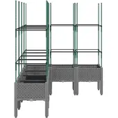 vidaXL Plantenbak met latwerk 160x120x142,5 cm polypropeen lichtgrijs