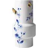 Heinen Delfts Blauw Vaas Vlindergoud Wit / Blauw D 11 H 21 Cm