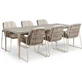 Tierra Outdoor 6-zits Diningset Elegante Met Rivera Beige