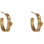 Go Dutch Label Oorknoppen Lines+Flower Hoop Goudkleurig