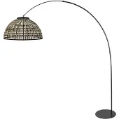 Steinhauer Zwarte booglamp Curve met bamboe kap Ø60cm