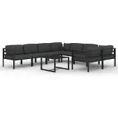 vidaXL 9-delige Loungeset met kussens aluminium antracietkleurig