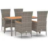 vidaXL 5-delige Tuinset met kussens poly rattan grijs
