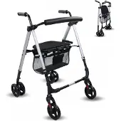 Mobiclinic Dehesa - Rollator - Looprek met 4 wielen - Met drukremmen - Aluminium - Met Stoel en Rugleuning - Opvouwbare en Verstelbare in Hoogte - Lichtgewicht - Tot 136 kg - Zwart
