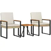 vidaXL Buitenmeubels set 3 st Beige en Crème Wit poly rattan