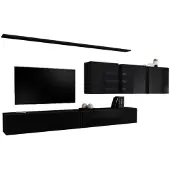 Meublorama Wandmeubel SWITCH VII zwevend TV-meubel in glanzend zwart design