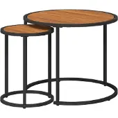 vidaXL Koffietafel Set 2 st Naturel en Zwart 55 x 55 x 45 cm