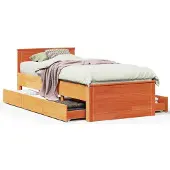 vidaXL Bedframe zonder matras met hoofdbord hout wasbruin 140x200 cm