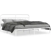 vidaXL Bedframe met hoofdbord metaal wit 200x200 cm