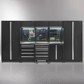 Datona Werkplaatsinrichting PREMIUM met RVS werkblad 385 cm breed - Zwart