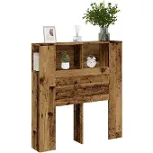 vidaXL Hoofdbordkast 100x18,5x102,5 cm bewerkt hout oud houtkleurig