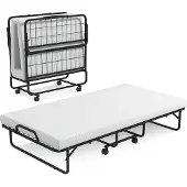 Costway vouwbed met traagschuimmatras en stabiel metalen frame draagbaar rollerbed