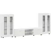 vidaXL Tv-meubelset FLORIN 3 st Hoogglans wit Bewerkt hout