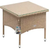 Casaria Polyrotan Bijzettafel Grijs-Beige 50x50x45cm