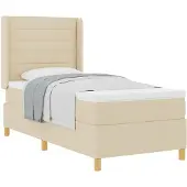vidaXL Boxspring bed met matras met hoofdeinde Crème 100 x 200 cm Stof