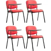 CLP Set van 4 stoelen "Ken" met opklapbaar tafelblad, bekleed met kunstleer, rood