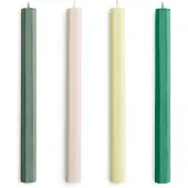 HAY - Hexagon Kaarsen - H24 cm - Groen & Wit - Set van 4
