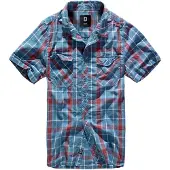 Brandit Overhemd 'Roadstar' smoky blue / vuurrood / wit