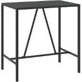 Syfax Bartafel met glazen blad 110x70x110 cm poly rattan zwart