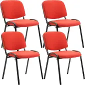 CLP Ken Set van 4 bezoekersstoelen - Stof zwart
