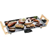 Bestron Bakplaat - ABP602BB - 2000W - Gourmet, Grillplaat M 47x26cm - 4-6 personen - Bamboe - 5 jaar garantie