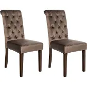 CLP Lisburn Set van 2 eetkamerstoelen - Zonder armleuning - bruin Fluweel