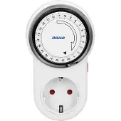 ORNO Tijdschakelaar voor binnen Doorvoerstekker 24 uur instelbaar met spanning van 230 V - Analoge timer schakelaar - Schakelklok stopcontact 24 uur instelbaar - Wit
