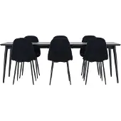 Ebuy24 Ellis eethoek tafel 85x230cm en 6 teddy stoelen zwart.