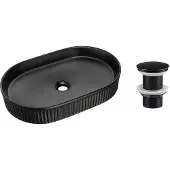 Comad Beyond waskom met ribbel 56x36cm met clickwaste zwart mat