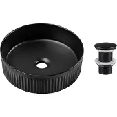Comad Beyond waskom met ribbel 36x36cm met clickwaste zwart mat