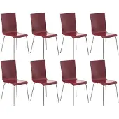 CLP Pepe Set van 8 Wachtkamerstoelen - Houten zitting rood