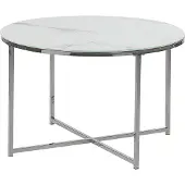 Beliani QUINCY - Salontafel - Wit/Zilver - Veiligheidsglas