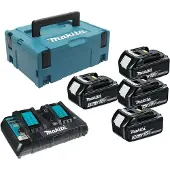 Makita Gereedschap batterijen + laders, ZESTAW ZASILAJĄCY 18V (BL1830Bx4+DC18RD) MAKPAC (18 V)