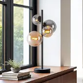 LumenXL Design tafellamp Tessera zwart met amber en smoke glas, 4-lichts