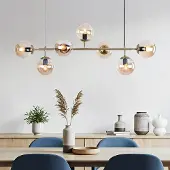 LumenXL Design hanglamp Hepta met amber glazen bollen