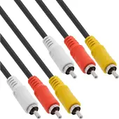 Intos 89603 composiet videokabels 3 m 3 x RCA Zwart