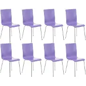 CLP Pepe Set van 8 Wachtkamerstoelen - Houten zitting purper