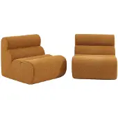 Sweeek Stoffen fauteuils getextureerde bouclé 1 zitplaats (set van 2) Mosterdgeel