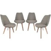 Sweeek - Set van 4 stoffen scandinavische stoelen, poten van beukenhout - nils