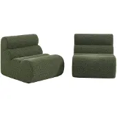 Sweeek Stoffen fauteuils effect alpaca 1 zitplaats (set van 2) Kaki