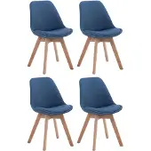 CLP Borneo V2 Set van 4 eetkamerstoelen - Stof blauw natura