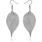 LGT JWLS Dames oorhangers Blad oorbellen Leaf Grijs