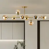 LumenXL Design plafondlamp goud met amber glazen bollen - Osem