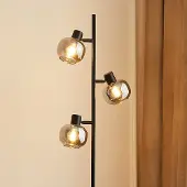 LumenXL Zwarte staande lamp met smoke grijs glas en spiegeleffect, 3-lichts - Jesse