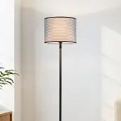 LumenXL Staande lamp Maggie in zwart met stoffen kap