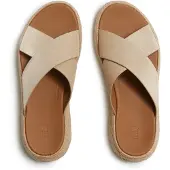 FitFlop F-Mode Espadrille Shimmersuede Cross Slides Dames Slippers - Metallic Beige