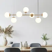 LumenXL 7-lichts design hanglamp Hepta - melkwitte glazen bollen