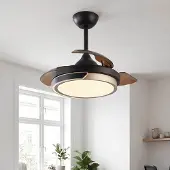 LumenXL Plafondventilator Vento zwart met bruin incl. LED en afstandsbediening