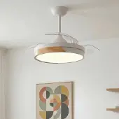 LumenXL Plafondventilator met lamp en 3 uitklapbare bladen, Vjetar - wit met houtoptiek